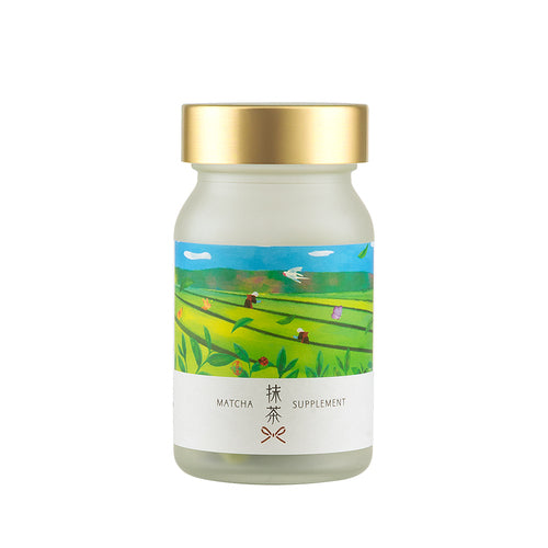 VICELLA Matcha Supplement — добавка с матча из Удзи и комплексом 18 злаков для антиоксидантной поддержки кожи.